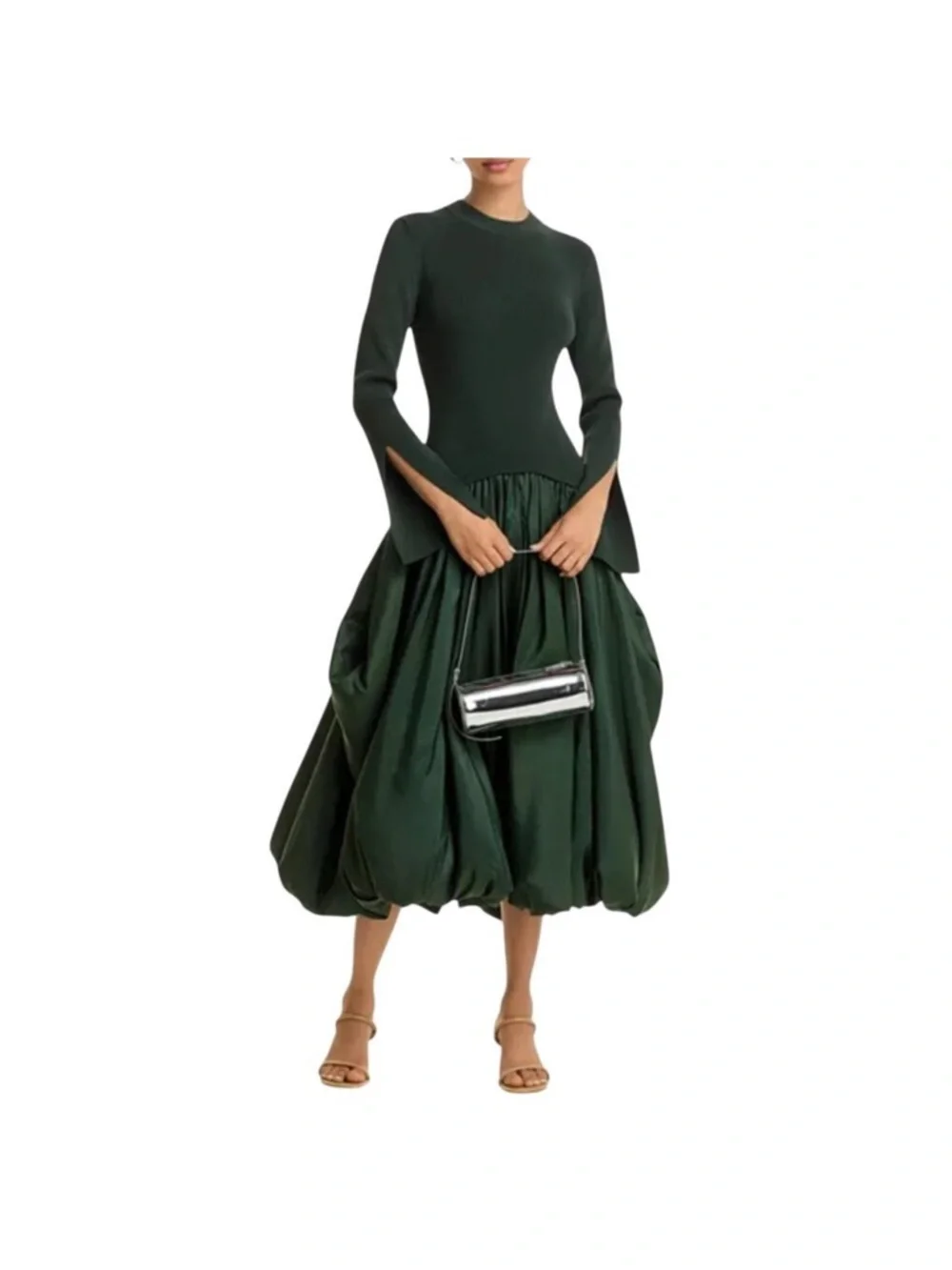 Kenlie Dress in Dark Green SIMKHAI